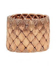Bring subtle bling to your cocktail attire or dressy daytime look with this lovely cuff - Multi-layers of diamond and triangle stacked shapes with Swarovski crystals, large size - Made by cult-favorite Parisian jewelry designer Philippe Audibert Bring subtle bling to your cocktail attire or dressy daytime look with this lovely cuff - Multi-layers of diamond and triangle stacked shapes with Swarovski crystals, large size - Made by cult-favorite Parisian jewelry designer Philippe Audibert