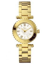 An elegantly golden timepiece made for the modern woman, by Gc Swiss Made Timepieces. An elegantly golden timepiece made for the modern woman, by Gc Swiss Made Timepieces.