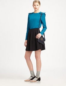 Pleated wool skirt with a textured finish and flirty a-line silhouette. Invisible back zipperAllover pleatsAbout 16 longWoolDry cleanImportedModel shown is 5'10 (177cm) wearing US size Small. Pleated wool skirt with a textured finish and flirty a-line silhouette. Invisible back zipperAllover pleatsAbout 16 longWoolDry cleanImportedModel shown is 5'10 (177cm) wearing US size Small.