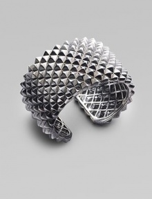 A dramatic cuff design, with a stud-like texture and a stunning finish of black rhodium over sterling silver. Black rhodium-finished sterling silver Diameter, about 2½ Width, about 1¾ Hinged Imported A dramatic cuff design, with a stud-like texture and a stunning finish of black rhodium over sterling silver. Black rhodium-finished sterling silver Diameter, about 2½ Width, about 1¾ Hinged Imported