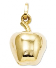 An apple a day keeps the doctor away. This sweet charm features a puffed apple design in 14k gold. Chain not included. Approximate length: 4/5 inch. Approximate width: 2/5 inch. An apple a day keeps the doctor away. This sweet charm features a puffed apple design in 14k gold. Chain not included. Approximate length: 4/5 inch. Approximate width: 2/5 inch.
