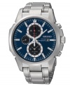 Powered with solar technology, this handsome chronograph watch from Seiko beams with precision.
