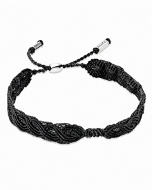 PANDORA's bohemian macrame bracelet accommodates a single clip for an effortlessly elegant customized look. Sterling silver details add pretty polish. PANDORA's bohemian macrame bracelet accommodates a single clip for an effortlessly elegant customized look. Sterling silver details add pretty polish.