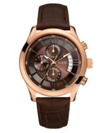 Sophistication goes a long way with this handsome watch by GUESS. Sophistication goes a long way with this handsome watch by GUESS.
