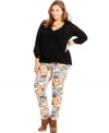 Statement skinny alert! Turn drab to fab with Hot Kiss' plus size jeans featuring mixed prints of all your favorite designs.