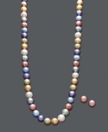 Add pearls in sheer pastels for elegance and a touch of energy. This beautiful necklace and earring set by Fresh by Honora features a cultured freshwater pearl strand (8-9 mm) with matching stud earrings (8-8-1/2 mm). Crafted in sterling silver. Approximate length: 18 inches. Add pearls in sheer pastels for elegance and a touch of energy. This beautiful necklace and earring set by Fresh by Honora features a cultured freshwater pearl strand (8-9 mm) with matching stud earrings (8-8-1/2 mm). Crafted in sterling silver. Approximate length: 18 inches.