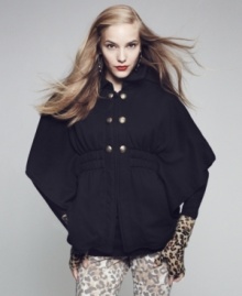 A hot fall trend, this Material Girl cape-style coat is perfect for a preppy-chic cold-weather look! A hot fall trend, this Material Girl cape-style coat is perfect for a preppy-chic cold-weather look!