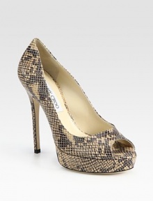 Textured leather in an exotic snake print, finished with a covered platform and peep toe. Self-covered heel, 5 (125mm)Covered platform, 1 (25mm)Compares to a 4 heel (100mm)Snake-embossed leather upperLeather liningBuffed leather solePadded insoleMade in Italy Textured leather in an exotic snake print, finished with a covered platform and peep toe. Self-covered heel, 5 (125mm)Covered platform, 1 (25mm)Compares to a 4 heel (100mm)Snake-embossed leather upperLeather liningBuffed leather solePadded insoleMade in Italy
