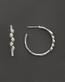 Faceted diamonds gleam in sterling silver hoops. By Ippolita. Faceted diamonds gleam in sterling silver hoops. By Ippolita.