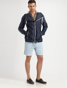 Tailored for a slim fit, this summer short is rendered in gently distressed, dyed cotton for well-worn style and comfort.Flat-front styleSide slash, back welt pocketsFront coin pocketInseam, about 10CottonMachine washImported Tailored for a slim fit, this summer short is rendered in gently distressed, dyed cotton for well-worn style and comfort.Flat-front styleSide slash, back welt pocketsFront coin pocketInseam, about 10CottonMachine washImported