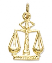 The perfect gift for the aspiring lawyer or judge, this symbolic scales of justice charm is crafted in polished 14k gold. Chain not included. Approximate length: 4/5 inch. Approximate width: 1/2 inch. The perfect gift for the aspiring lawyer or judge, this symbolic scales of justice charm is crafted in polished 14k gold. Chain not included. Approximate length: 4/5 inch. Approximate width: 1/2 inch.