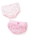 Give diapers a stylish treatment with these Juicy Couture covers--one solid and one striped.