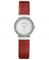 Voluptuous color adds allure to this leather watch from Skagen Denmark.
