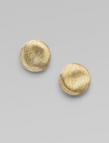From the Jaipur Collection. Textured 18K gold in a simple, understated round design.18K gold Diameter, about ½ Butterfly clasp closure Made in Italy From the Jaipur Collection. Textured 18K gold in a simple, understated round design.18K gold Diameter, about ½ Butterfly clasp closure Made in Italy