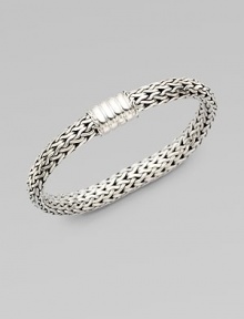 A mid-sized, intricately woven sterling silver chain design. Sterling silver Push clasp closure Length, about 6½ Imported A mid-sized, intricately woven sterling silver chain design. Sterling silver Push clasp closure Length, about 6½ Imported