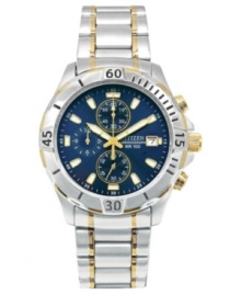 An impressive chronograph watch in sleek two-tone metal by Citizen. An impressive chronograph watch in sleek two-tone metal by Citizen.