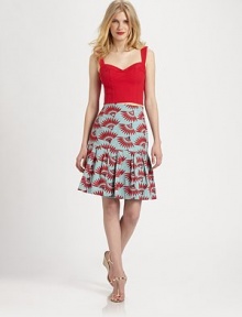 Vibrant cotton pique in a bodice-baring crop-top shaped with bust darts and a shapely sweetheart neckline.Wide strapsBodice dartsFitted bodiceShirred back panelCenter back zipperAbout 16 from shoulder to hem97% cotton/3% spandexDry cleanMade in USA of Italian fabricModel shown is 5'10 (177cm) wearing US size 4. Vibrant cotton pique in a bodice-baring crop-top shaped with bust darts and a shapely sweetheart neckline.Wide strapsBodice dartsFitted bodiceShirred back panelCenter back zipperAbout 16 from shoulder to hem97% cotton/3% spandexDry cleanMade in USA of Italian fabricModel shown is 5'10 (177cm) wearing US size 4.