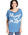 With an Always In Love print, this DREAMR tee features a stylishly slouchy shape -- perfect for a cute, casual look!
