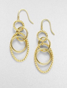 From the Mobile Collection. Signature cable and plain polished hoops in 18K yellow gold.18K yellow gold Length, about 2 French earwires Imported 