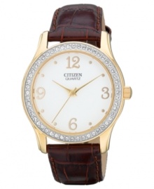 A casual timepiece given an elegant makeover with Swarovski crystals from Citizen's Quartz collection. A casual timepiece given an elegant makeover with Swarovski crystals from Citizen's Quartz collection.