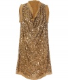 Stylish rayon cocktail dress - a party hit for appearing sexy, rocky and seductive - eye-catching all over sequin embellishment - mini length, loose and airy fit - no sleeves, cascade neck - style best with black, red or nude accessories: a belt, a clutch, booties, sandals discreet jewelry only to avoid a disco appeal