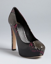 Snake up your favorite standbys in these B Brian Atwood platform pumps. With a subtle hint of color, they work for day or after the office shuts down. Snake up your favorite standbys in these B Brian Atwood platform pumps. With a subtle hint of color, they work for day or after the office shuts down.