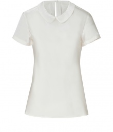 With its sweet round collar and glistening silk-satin, Steffen Schrauts short sleeve top is workweek essential packed with pairing possibilities - Round collar, short sleeves, slit with button closure at nape - Softly tailored fit - Wear with a pencil skirt and heels, or dress down with skinny jeans and your favorite flats With its sweet round collar and glistening silk-satin, Steffen Schrauts short sleeve top is workweek essential packed with pairing possibilities - Round collar, short sleeves, slit with button closure at nape - Softly tailored fit - Wear with a pencil skirt and heels, or dress down with skinny jeans and your favorite flats