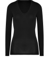 Effortlessly feminine, this super soft long sleeve tee from Majestic is a new-season must-have basic - Soft V-neckline, long sleeves, stitched trim - Loosely fitted - Pair with leather leggings and statement biker boots