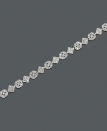 A geometric masterpiece, this vintage-inspired tennis bracelet is crafted from 18k gold over sterling silver with just the right amount of diamond accents. Approximate length: 7 inches. A geometric masterpiece, this vintage-inspired tennis bracelet is crafted from 18k gold over sterling silver with just the right amount of diamond accents. Approximate length: 7 inches.