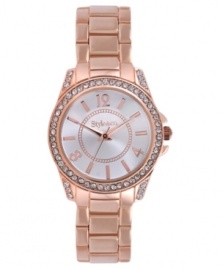 Style in full bloom, by Style&co. This rosy watch shines with crystal accents and rose-gold tone details Style in full bloom, by Style&co. This rosy watch shines with crystal accents and rose-gold tone details