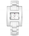 Iconic Tommy Hilfiger style marks this unique white-on-white watch.