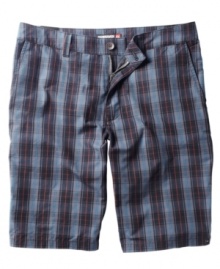 Tired of idling in neutral territory? These plaid shorts from Quiksilver get you into the fast lane. Tired of idling in neutral territory? These plaid shorts from Quiksilver get you into the fast lane.