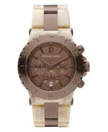 Alluring horn acetate creates a natural look on this chronograph watch from Michael Kors. Alluring horn acetate creates a natural look on this chronograph watch from Michael Kors.