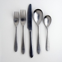 Designed by Robert Welch for Cambridge, this set includes eight each: dinner fork, dinner spoon, salad fork, teaspoon and dinner knife. Also includes one sugar shell, one butter knife, one serving spoon, one slotted spoon and one cold meat fork. Designed by Robert Welch for Cambridge, this set includes eight each: dinner fork, dinner spoon, salad fork, teaspoon and dinner knife. Also includes one sugar shell, one butter knife, one serving spoon, one slotted spoon and one cold meat fork.
