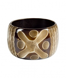 Stylish, thick bangle has faux bone design that evokes a global boho look - By American accessories designer, RJ Graziano - Glamourous gold and brown color combination - Upgrades both day and evening looks effortlessly - Pair with a sleek linen dress and wedges on your next vacation