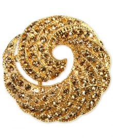A wave of alluring fashion, by Jones New York. This stunning pin is styled in a swirling, wave-inspired design and is embellished with glass accents. Crafted in gold tone mixed metal. Approximate length: 1-3/4 inches. Includes gift box. A wave of alluring fashion, by Jones New York. This stunning pin is styled in a swirling, wave-inspired design and is embellished with glass accents. Crafted in gold tone mixed metal. Approximate length: 1-3/4 inches. Includes gift box.