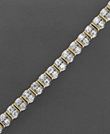 Light up your everyday ensemble with this tremendously elegant diamond bracelet. Featuring round-cut diamonds (2 ct. t.w.) set in 14k gold. 2 carat diamond bracelet measures approximately 7-1/4 inches long. Light up your everyday ensemble with this tremendously elegant diamond bracelet. Featuring round-cut diamonds (2 ct. t.w.) set in 14k gold. 2 carat diamond bracelet measures approximately 7-1/4 inches long.