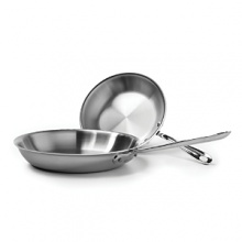 A kitchen workhorse, All-Clad's stainless steel frypans heat evenly for superlative sautéing, searing and braising. Compatible with induction and conventional stove tops, it features tri-ply stainless steel including a hand-polished stainless steel exterior and aluminum core for superlative heat conduction. A kitchen workhorse, All-Clad's stainless steel frypans heat evenly for superlative sautéing, searing and braising. Compatible with induction and conventional stove tops, it features tri-ply stainless steel including a hand-polished stainless steel exterior and aluminum core for superlative heat conduction.