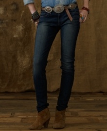 Denim & Supply Ralph Lauren's sleek skinny jean is constructed from comfortable stretch denim with subtle whiskering and fading for flirty yet unfussy style. Denim & Supply Ralph Lauren's sleek skinny jean is constructed from comfortable stretch denim with subtle whiskering and fading for flirty yet unfussy style.