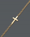 Stay true to your faith. Studio Silver's adds a simple twist on a traditional cross design by flipping it on its side. This delicate style can be worn alone to make a symbolic statement, or paired with other designs for a trendy layered effect. Bracelet crafted in 18k gold over sterling silver. Approximate length: 7-1/4 inches.