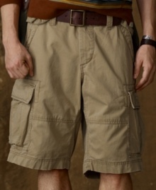 Faded and frayed for handsome ruggedness, this surplus-inspired cargo short will become your favorite for a downtown, deconstructed look. Faded and frayed for handsome ruggedness, this surplus-inspired cargo short will become your favorite for a downtown, deconstructed look.