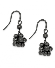 Style in bunches. With clusters of moody hematite beads, these drop earrings from Alfani set the tone for your night. Crafted in hematite tone mixed metal. Approximate drop: 1 inch. Style in bunches. With clusters of moody hematite beads, these drop earrings from Alfani set the tone for your night. Crafted in hematite tone mixed metal. Approximate drop: 1 inch.