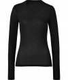 Classic black long sleeve crew neck tee - This must-have basic is a perfect addition to any closet - Flattering slim cut and easy to style versatile silhouette - Pair with skinny jeans and a boyfriend cardigan for casual cool - Try with cargo pants and ballet flats