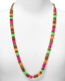 A mix of neon enamel and wooden beads lends an artsy, modern aesthetic to kate spade new york's single strand necklace. A mix of neon enamel and wooden beads lends an artsy, modern aesthetic to kate spade new york's single strand necklace.