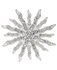 Bursting with charm, this Charter Club pin illuminates your style with crystal accents. Crafted in silver tone mixed metal. Approximate diameter: 2 inches. Bursting with charm, this Charter Club pin illuminates your style with crystal accents. Crafted in silver tone mixed metal. Approximate diameter: 2 inches.
