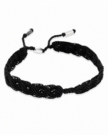 PANDORA's bohemian macrame bracelet accommodates a single clip for an effortlessly elegant customized look. Sterling silver details add pretty polish. PANDORA's bohemian macrame bracelet accommodates a single clip for an effortlessly elegant customized look. Sterling silver details add pretty polish.