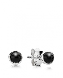 PANDORA's bezel-set onyx cabochon earrings add understated drama to your everyday look. PANDORA's bezel-set onyx cabochon earrings add understated drama to your everyday look.