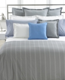 Casual yet elegant, Lauren by Ralph Lauren's Jermyn Street duvet cover features bold grey stripes for a refreshingly modern look. Top button closure; bottom hand holes.