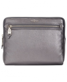 Give your favorite gadget a glam update with this posh, pebbled leather tablet case from Cole Haan. Dressed up in signature silver-tone hardware and discrete exterior pockets, its protective interior keeps everything safe and sound. Give your favorite gadget a glam update with this posh, pebbled leather tablet case from Cole Haan. Dressed up in signature silver-tone hardware and discrete exterior pockets, its protective interior keeps everything safe and sound.