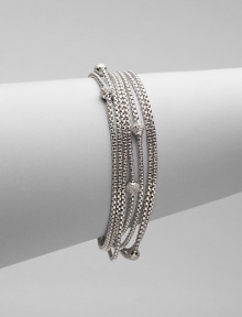 From the Petite Pavé Bead Collection. Eight box-link strands of shining sterling silver, dotted with shimmering pavé diamond beads. Diamonds, 0.49 tcw Sterling silver Length, about 7½ Lobster clasp Imported From the Petite Pavé Bead Collection. Eight box-link strands of shining sterling silver, dotted with shimmering pavé diamond beads. Diamonds, 0.49 tcw Sterling silver Length, about 7½ Lobster clasp Imported
